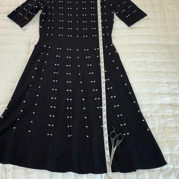 Danny & Nicole Short Sleeve Fit & Flair Knit Dress Women's L | Black & White - Picture 10 of 14